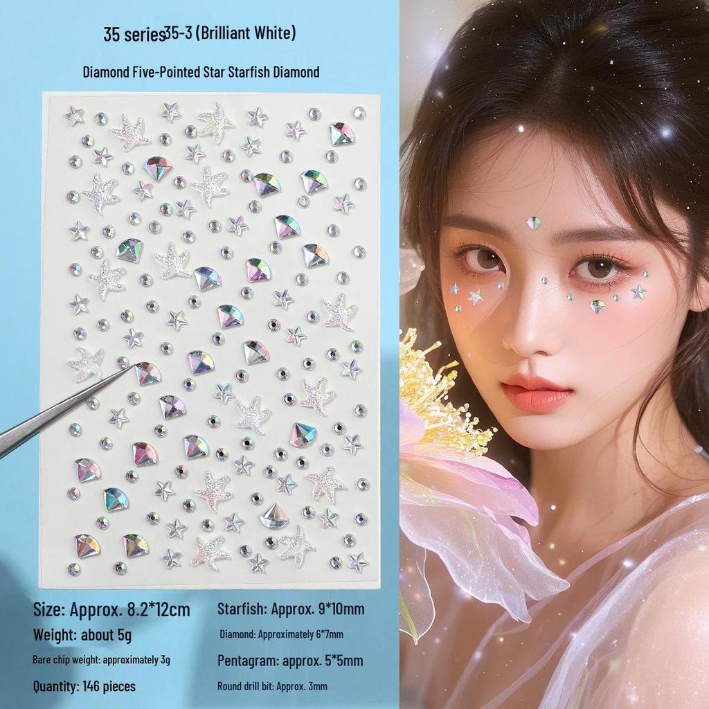 Children's Rhinestone Rose Diamond Face Stickers for Concert Makeup & Styling