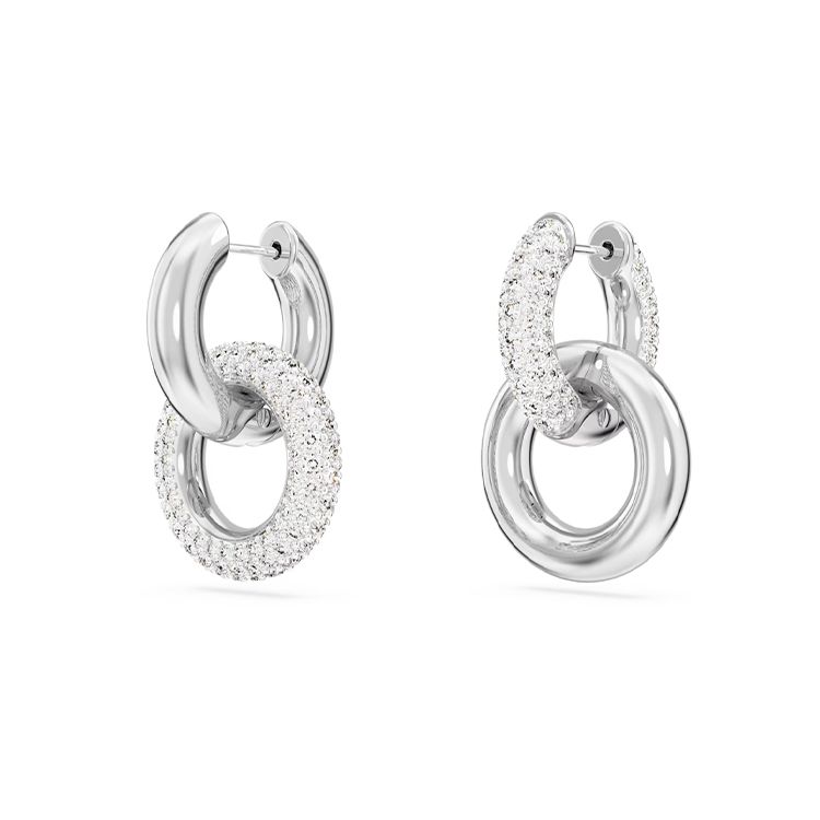 Swarovski Dextera Tubular Ring Surround Design Rhodium Plated Crystal Earrings Women earrings Silver 5671807