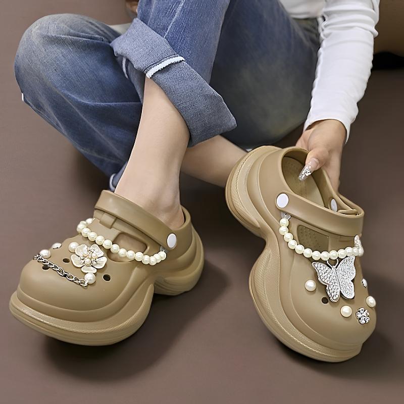 Fashion String Bead Shoes Woman 2025 Slippers For Swimming Pool Cover Toe Pantofle Platform Beach Flat New Slides Shoes Woman 2025 Slipp