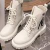 Fashion 2024 High Quality Shoes Female Side Zipper Women's Boots Fashion Cross Lacing Modern Boots Women New Round Toe Mid-Calf Boots