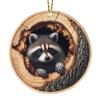 Animal Christmas Ornament Rustic 2D Acrylic Hanging Decoration Round Forest Animal Ornament