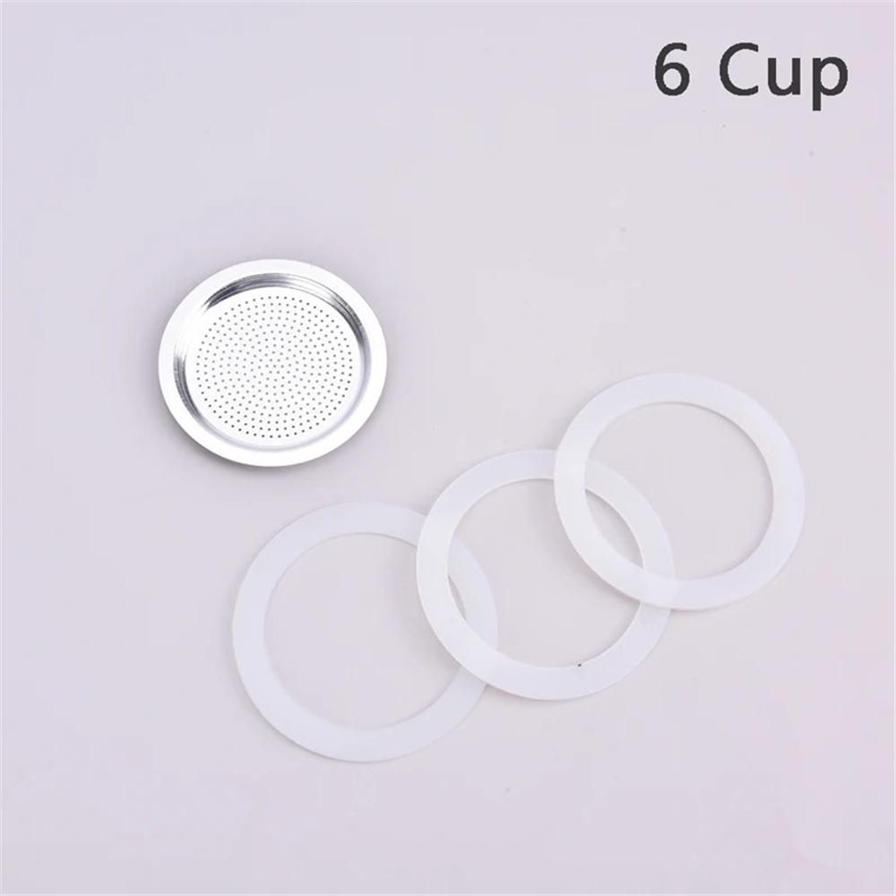 1 Set Silicone Coffee Rubber Ring Aluminum Filter Replaceable Seal Filter Screen Special Coffee Bottle Gaskets
