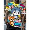 Tom And Jerry Men's T-shirt, 3D Cat And Mouse Pattern