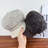 Retro Bere octagonal hat women's new plaid British style hat Japanese autumn and winter painter newsboy hat