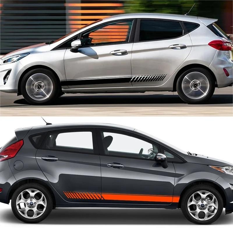 Car Sticker Door Side Skirt Stripes Decal for Ford Fiesta  MK8  MK7 MK6 Mk5  ST Sport Styling Vinyl Decor Tuning Auto Accessor