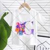 KPop Demon Hunters Child Pullover T-Shirt Cartoon Figure A-Z Letters Short-sleeve Summer Shirt Girl Cotton Casual Loose Clothing
