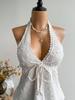 2025 Summer European & American Halter Strap Lace-Up Waist-Cinched Bandeau Top