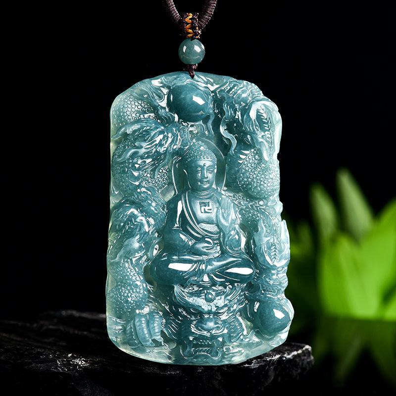Genuine A-Grade Blue Jade Nine Dragons Zodiac Protection Pendant