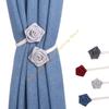 55KF 2Pcs Adjustable Curtain Tiebacks Rustics Cloth Rope and Cloth Flower Holders Holdbacks for Window Drapes Decorations
