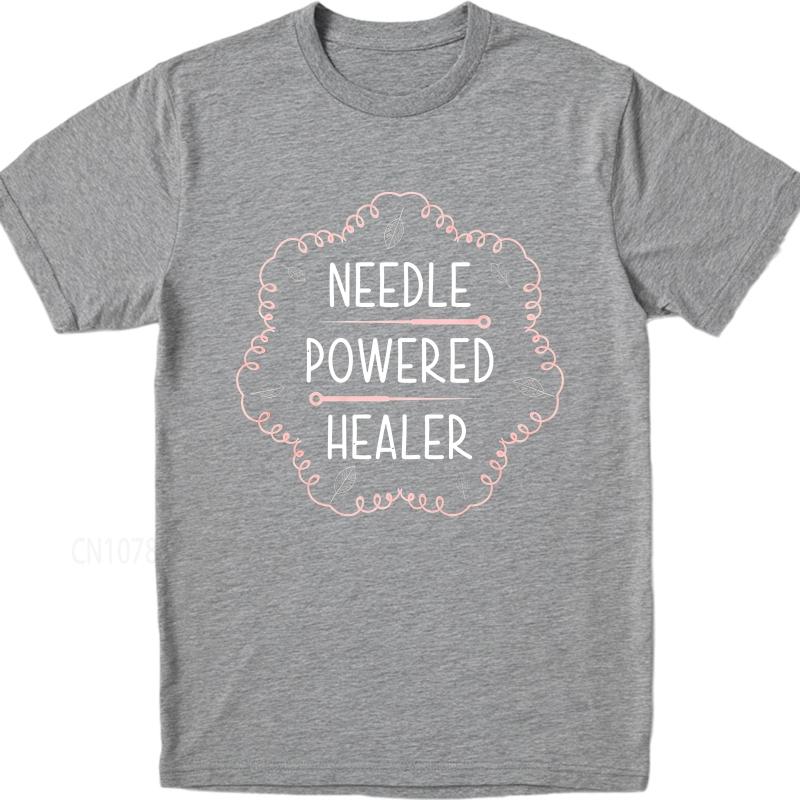 Daily Wear summer Women t shirt Needle Powered Healer Design With Leaves And Threads Short Sleeve Solid Color Oneck Tee shirt