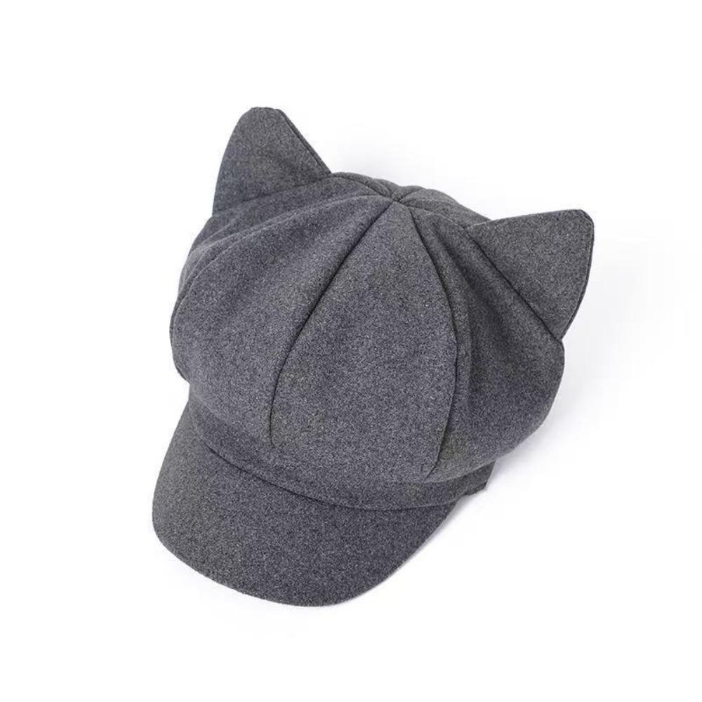 Vintage Beret Hat Cute Cat Ears Octagonal Cap Fashion Peaked Caps  for Women Girls