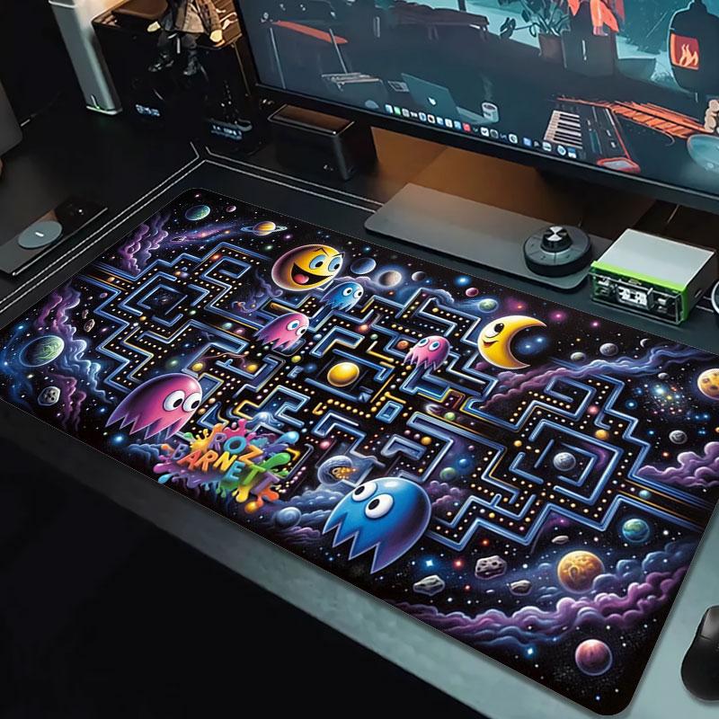 Pac-Man Large Size Mouse Pad Large Gaming Table Cushion Non-slip Laptop Tablet Big Mousepad XXL Mat Mini PC Playmat With Lock Edge