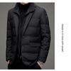 Špičková kvalita 90% šedá kachní péřová šála límec Falešná dvoudílná bunda Zimní Podnikání Ležérní Móda Puffer Doudoune Homme