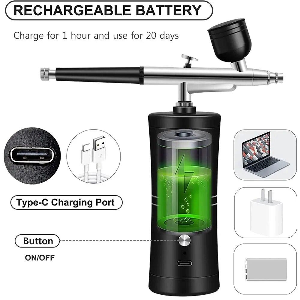 7.4v Airbrush Nail With Compressor Portable Air Brush Nails Compressor For Nail Art Painting Airbrush Compressor Paint Crafts