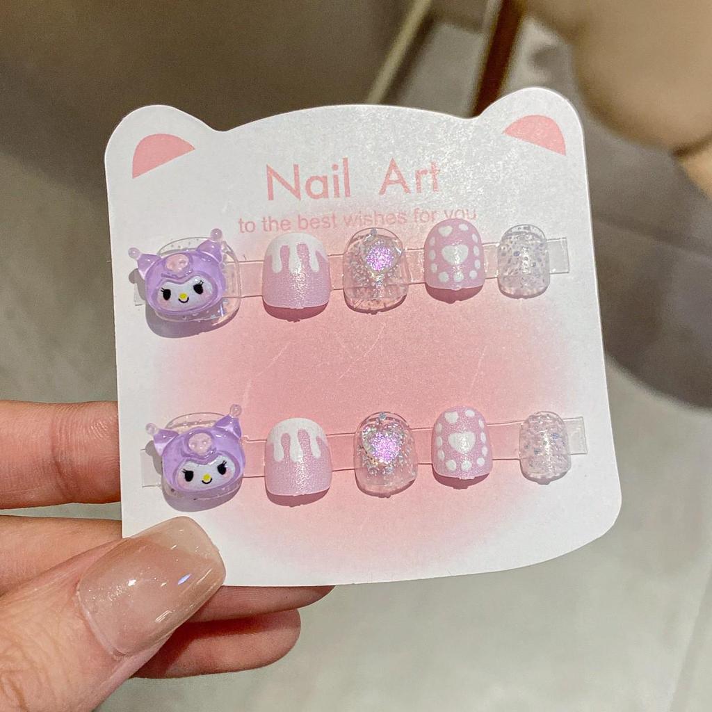 Cartoon Children's Wearable Nail Art Patches - Sweet and Cool Styled False Nails for a High-End Manicure