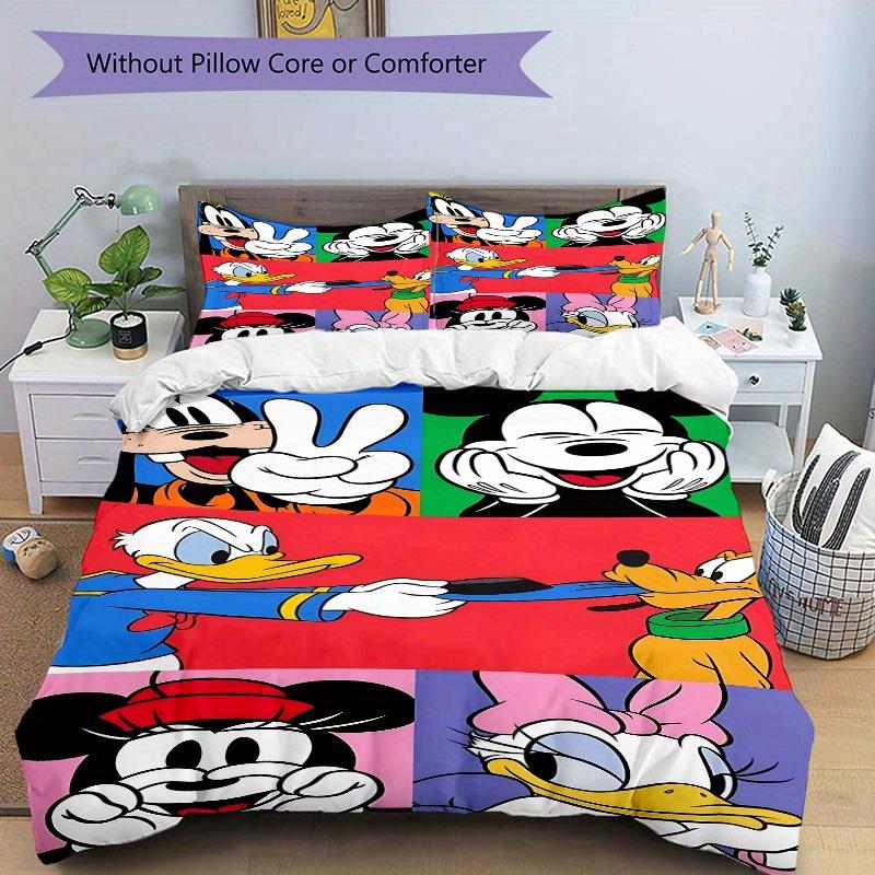 3pcs Mickey, Minnie Printed Bedding Set, Breathable And Soft, Machine Washable, Christmas Gift, Suitable for Bedroom Decoration, 087