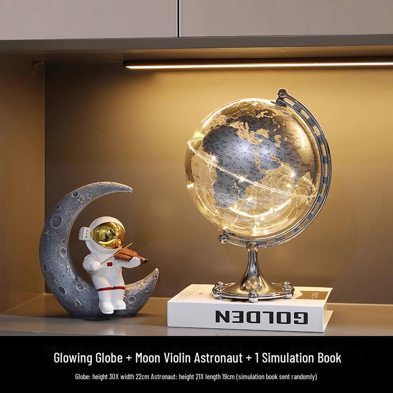 Astronaut Boy Globe Ornament: Luxurious Birthday Gift & Decorative Piece for Living Room or Wine Cabinet.