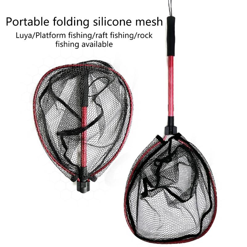 Aluminum Alloys Telescoping Landing Net NonSlip Folding Fishing Net  Collapsible Fishing Net  for Kids Adults
