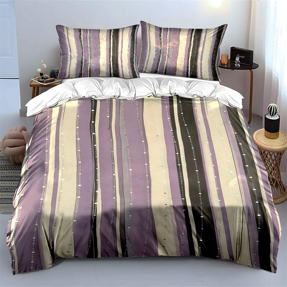 Mot à rayures verticales. Ensembles de literie Ensembles de housses de couette Housses de couette Taies d'oreiller(1 * Housse de couette 2 * Taies d'oreiller sans couette)
