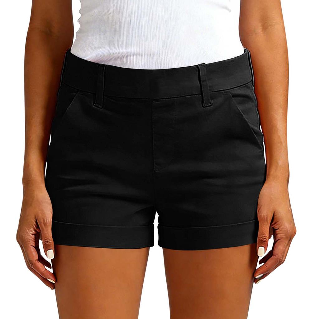 Women's Fashionable Casual -Color Shorts With Pockets