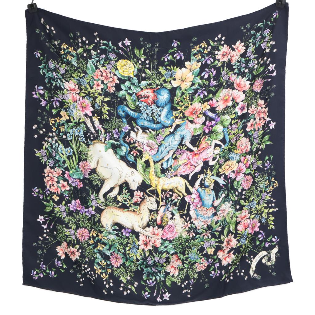 DIOR [Excellent Condition/Domestically Authorized] 22AW XKDOO090I603C581TU D-Constellation Silk Square scarf Black/MulticolorUsed