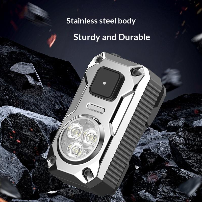 SD-34 Tri-source EDC Flashlight with Magnetic Back 1200mAh USB Type-C Rechargeable High Lumens Mini Tactical Light for Camping