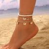Hot Sales Zinc Alloy 4pcs/set Butterfly Waterproof Anklets Gold Plated ABS Imitation Pearl Iron Foot Chain for Summer Gift Women