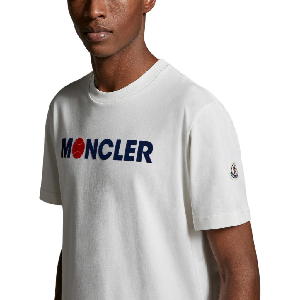 Moncler SS24 Flocked Tennis Logo Crew Neck Short Sleeve T-Shirt Unisex Tops White J10918C00008829HP034