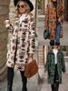 Faux Fur Winter New Women's Single-Button Chinese Style Printed Long Coat Jacket