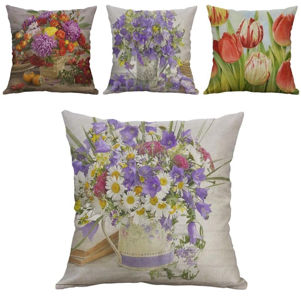 Vintage Flower Cotton Linen Cushion Cover Soft Decorative Pillow Case For Home Comfort