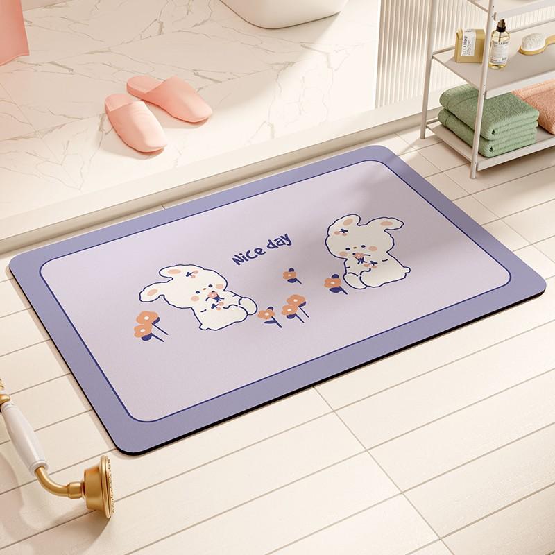 Small Fresh Diatom Mud Soft Ground Paving Anti-Skid Pad Anti-Drop Floor Sticker Small Size Bathroom Absorbent Floor Mat Foot Pad