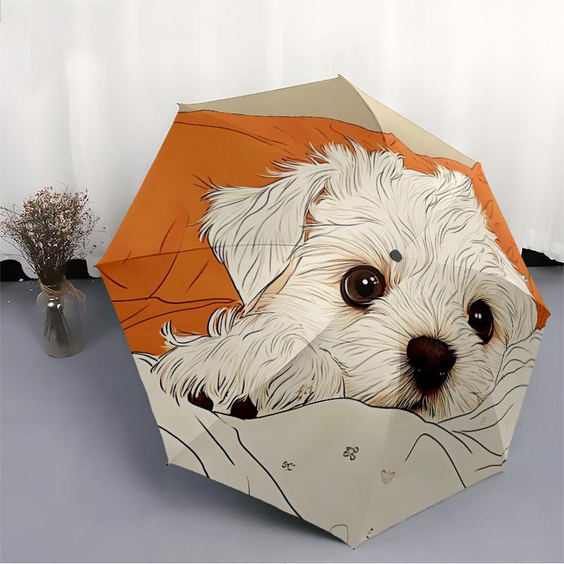 1pc Puppy Dog Fashionable Automatic Opening/Closing Folding Umbrella with 8 Bones, Windproof Portable, Daily Use054