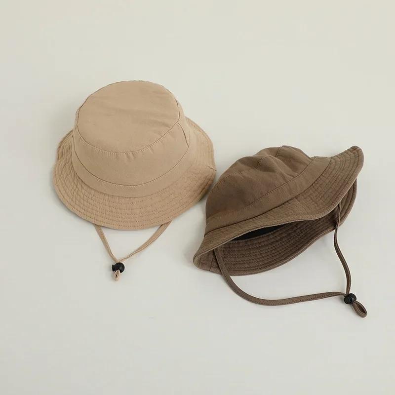 Solid Color Kids Bucket Hat Fashion Children Fisherman Cap 2-8Year Boys Girls Outdoor Sunshade Visors Cotton Baby Basin Caps