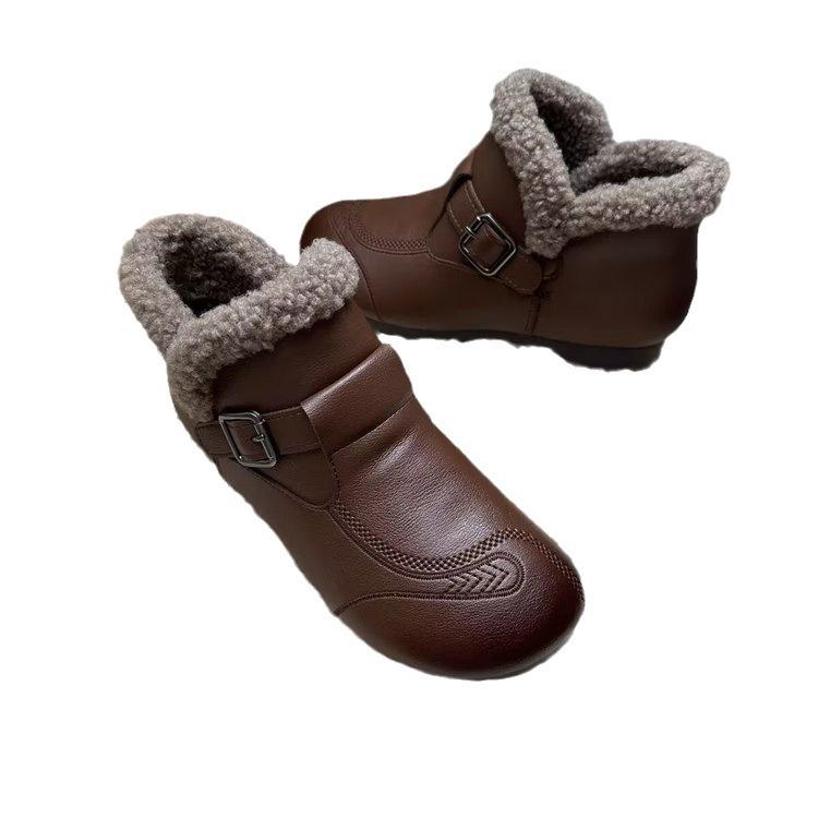 Winter cotton shoes velvet warm short boots women's shoes elderly flat non-slip short boots winter shoes