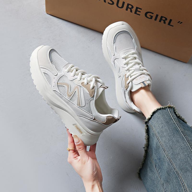 CRLAYDK Chunky Sneakers for Women Lightweight Mesh White Casual Running Trainer Shoes Ladies Walking Sports Tennis