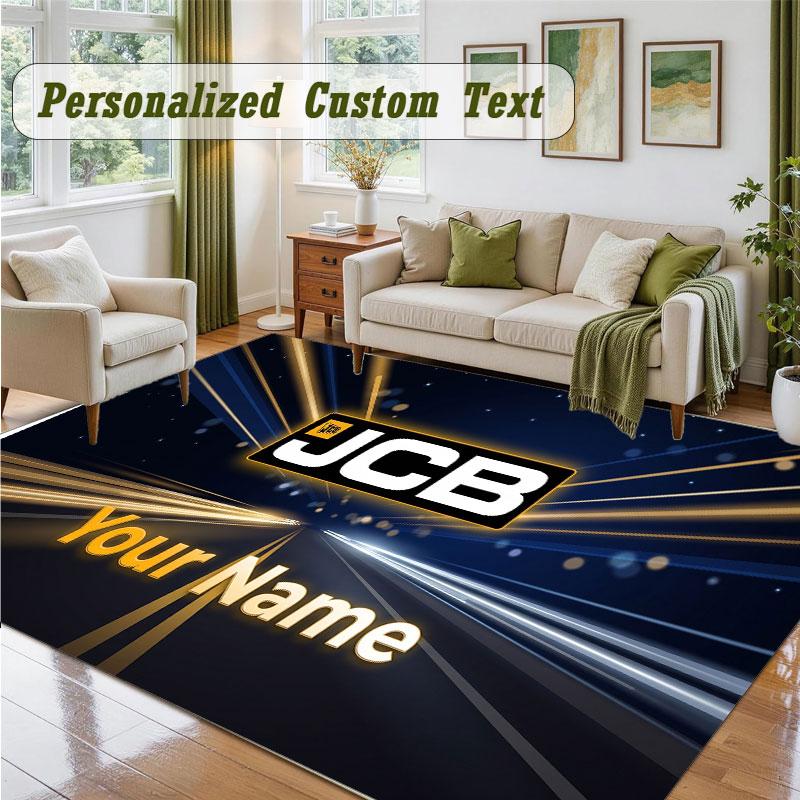 Crystal Velvet Square Rug Custom NameJCB Pattern Non Slip Home Floor Decor Rug