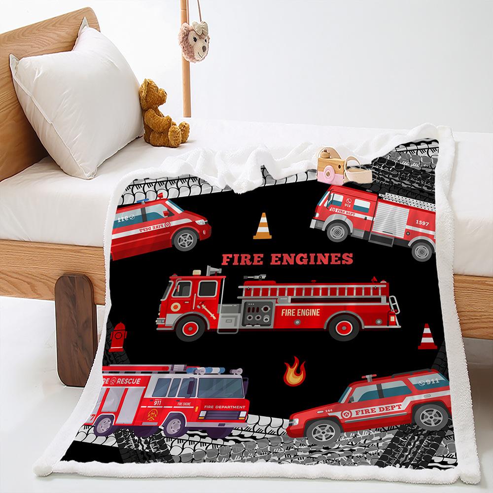 Blanket 2D Digital Printing Lamb Fleece Crystal Fleece Construction Car Racing Game Blanket Blanket