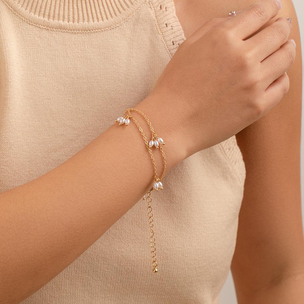 Simple pearl necklace double necklace gentle temperament fringed stud earrings