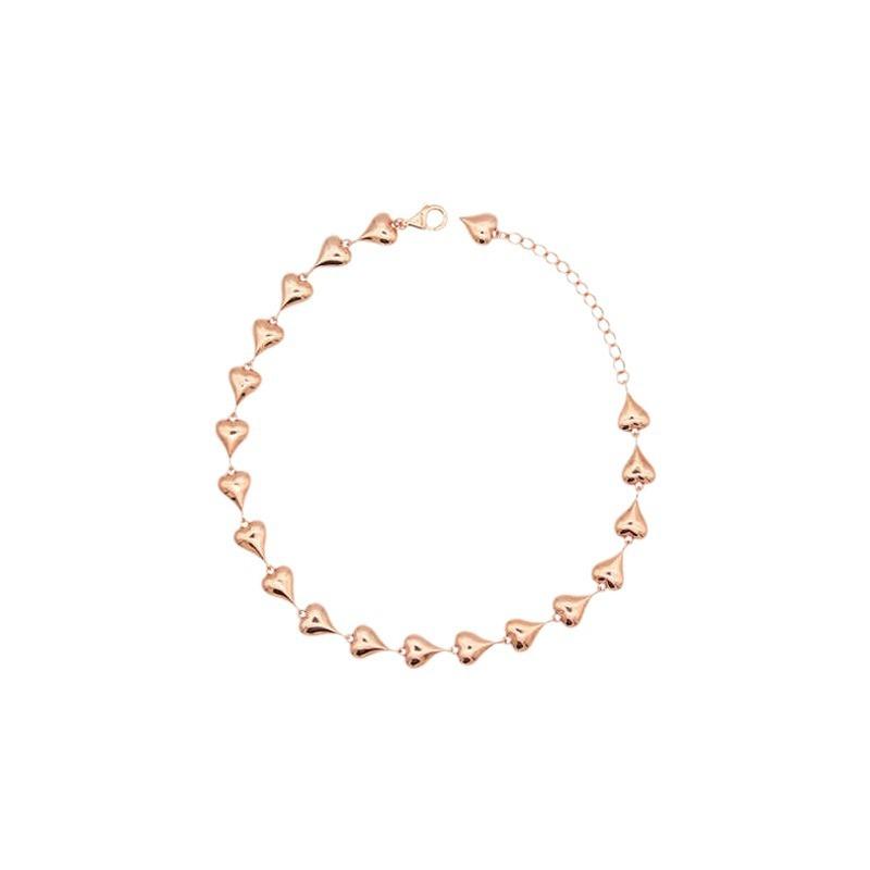 Purple Gold Glossy Peach Heart Bracelet Rose Gold Plated Sweet Double-Sided Love Heart Bracelet Jewelry