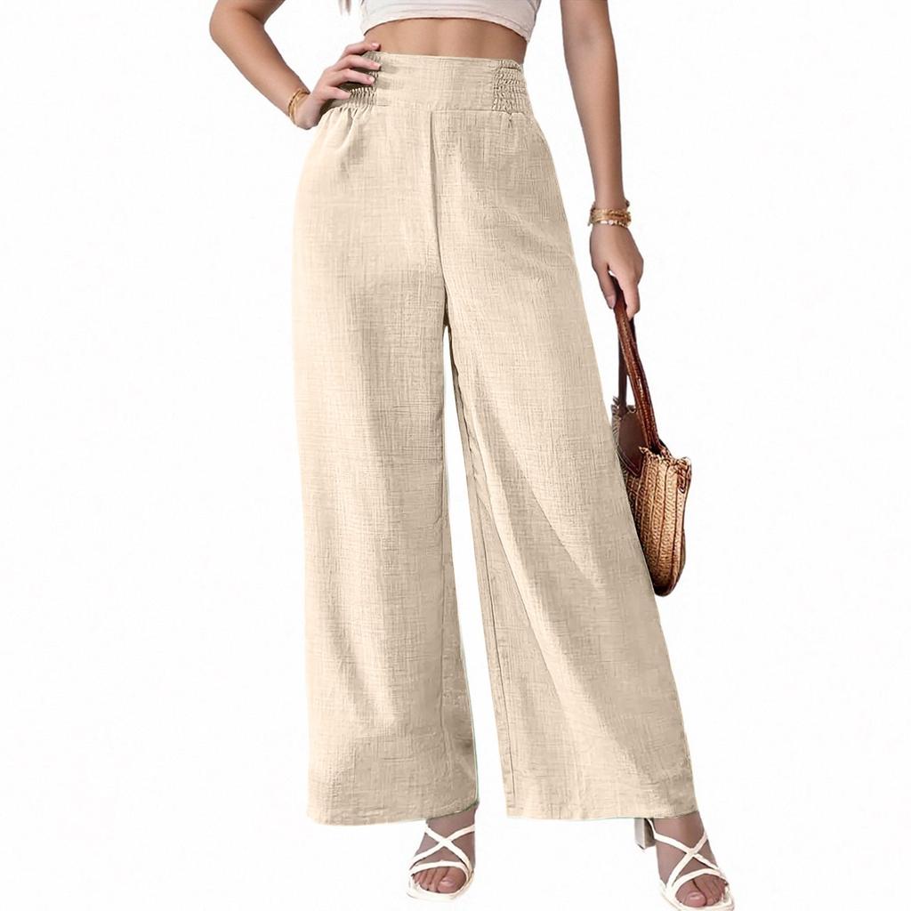 Damen Sommer Weitbein Hose - Leichte Atmungsaktive Locker Sitzende Hose