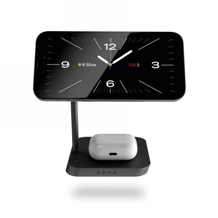 Zens Office Charger 2 - Magnetic Qi15W Wireless Charger for Two Devices (Black)