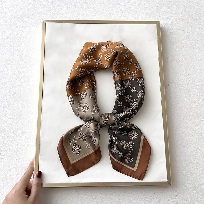 Silk Feeling Scarf Square Satin Head Scarf for Women