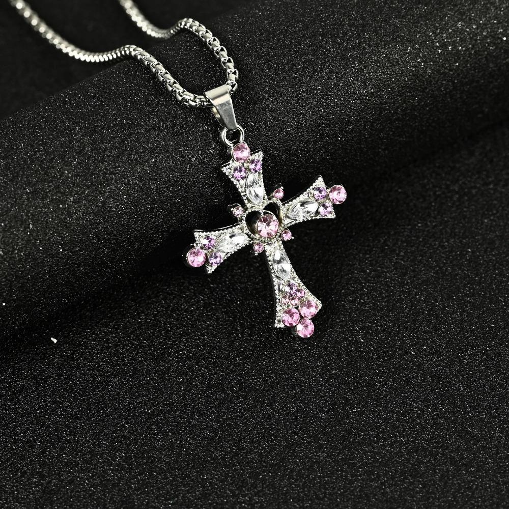 Personality Punk Multiple Crosses Pendant Necklace for Men Women Stainless Steel Fashion Hip-hop Street Party Daily Wear Jewelry