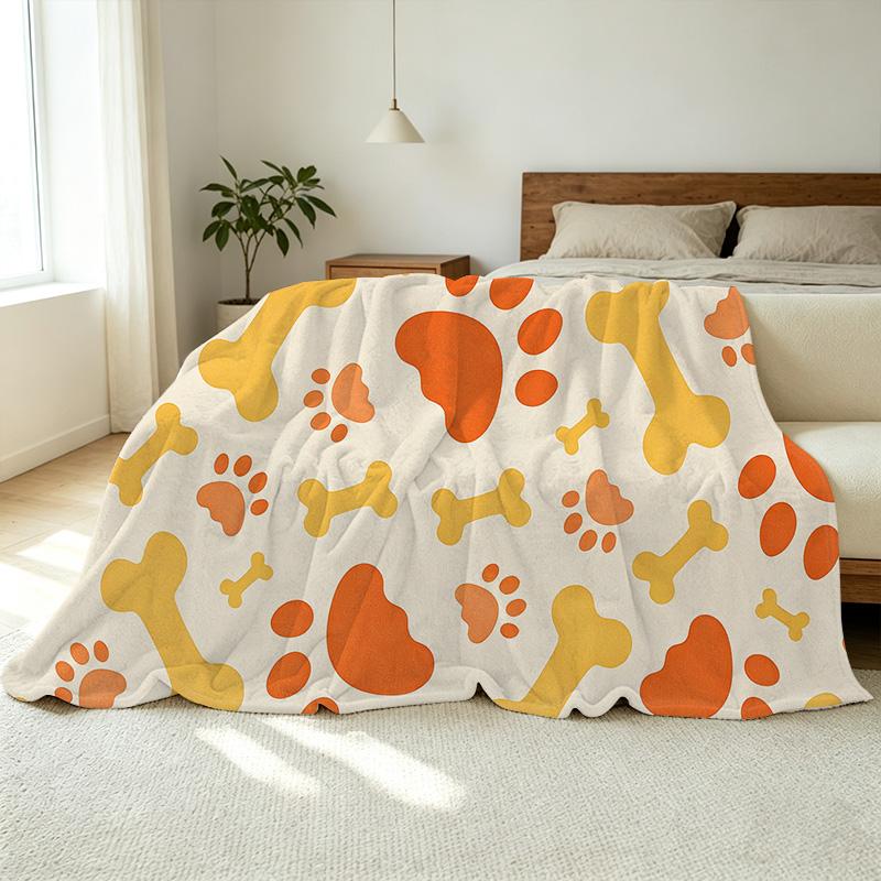 Pet-Themed Soft Flannel Fleece Throw Blanket – Non-Pilling, Warm & Cozy, All-Season, Ideal for Home, Halloween & Christmas