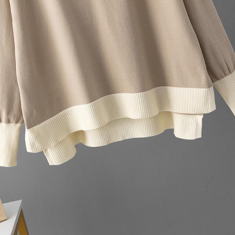 Dámský evropsko-americký dvoudílný oblek se svetrem s výstřihem do V a širokými kalhotami pro podzim/zimu 2025.