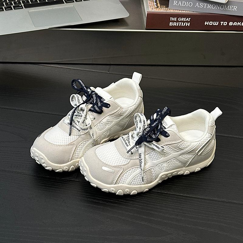 

9 women s shoes summer new lightweight soft-soled mesh shoes double shoelaces sports shoes casual trend 40 бежевый