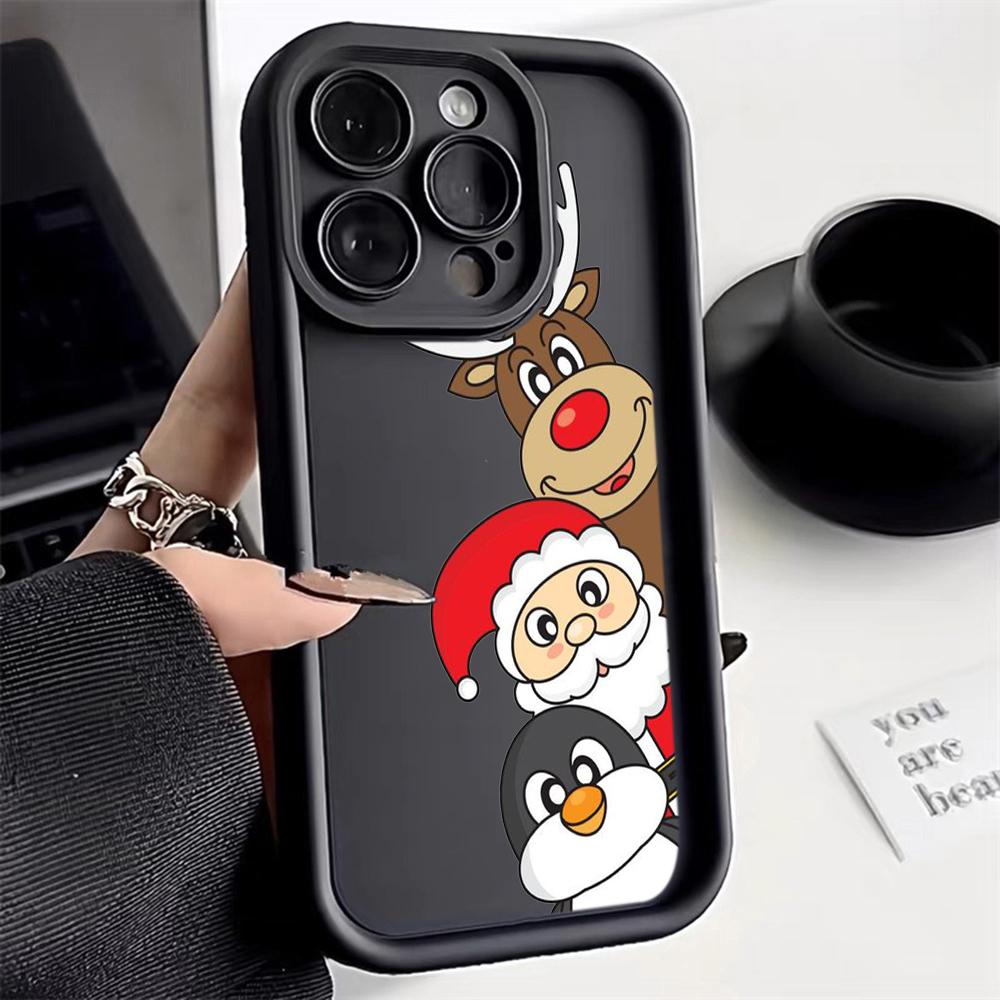N102 Merry Christmas Happy New Year Soft Angel Eyes Phone Cases for Samsung S23 S24 Ultra S21 FE A54 A34 A13 A14 A06 A24 Realme OPPO Shockproof Cover
