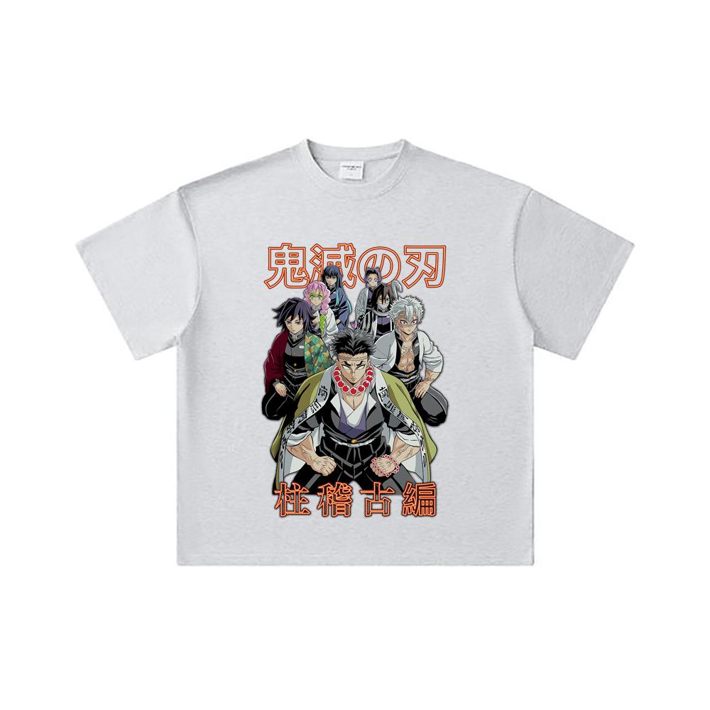 260 GSM Double Yarn 32 Count 100% Cotton Demon Slayer V22 Hashiras Print Unisex Heavy Cotton T Shirt