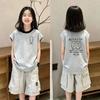 Stylish Girls' Colorblock Round Neck Sleeveless Cotton Top - Summer New Arrivals for Medium & Large Children