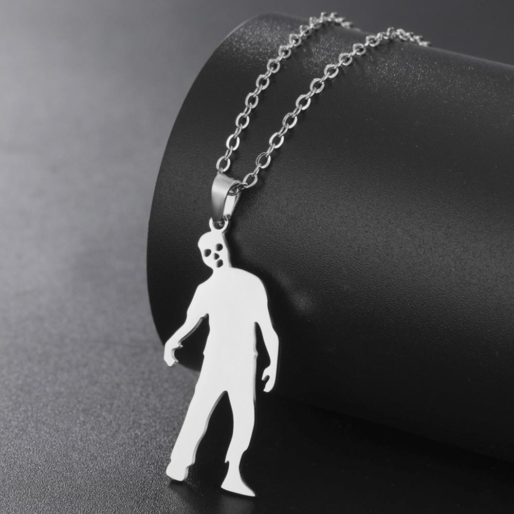 My Shape Zombie Halloween Pendant Necklaces Walking Dead Zombie Corpse Necklaces Stainless Steel Necklace Horrible Party Jewelry 45cm